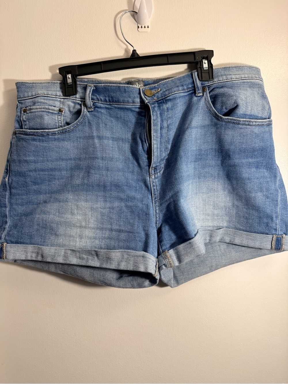 New York & Company Light Blue Rolled-Hem Denim Shorts